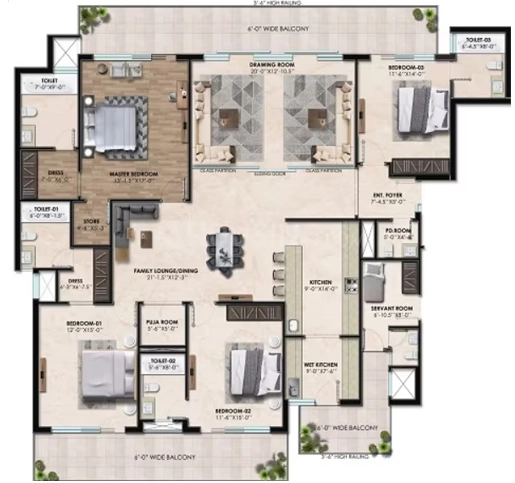 4 BHK Flat in Horizon Belmond in Mohali, Chandigarh - Image 911422