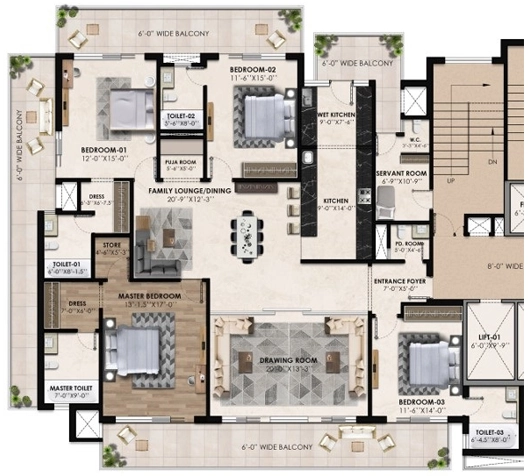 4 BHK Flat in Horizon Belmond in Mohali, Chandigarh - Image 911423