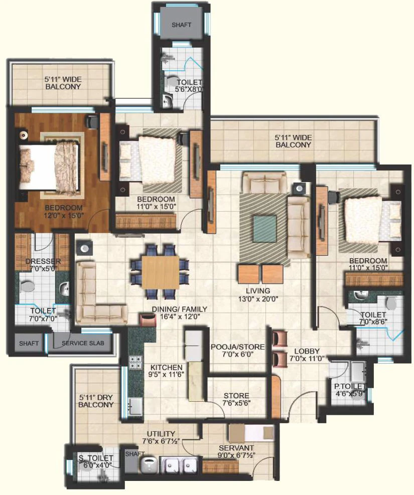 3 BHK Flat in JLPL Falcon View in Mohali, Chandigarh - Image 911424