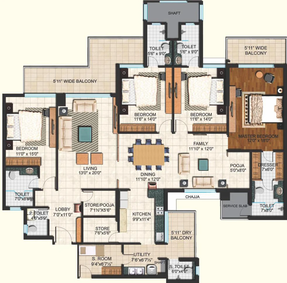 4 BHK Flat in JLPL Falcon View in Mohali, Chandigarh - Image 911425