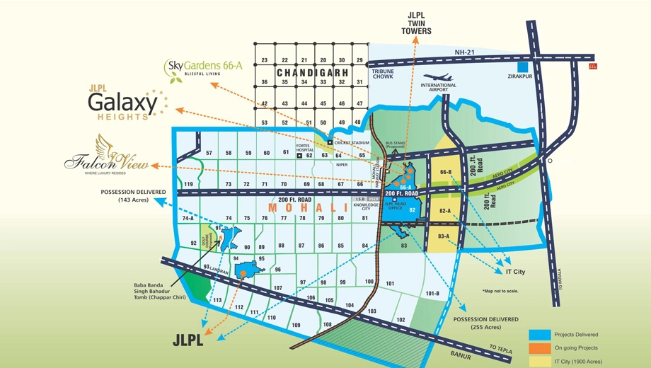 Location of JLPL Falcon View in Mohali, Chandigarh - Image 387780
