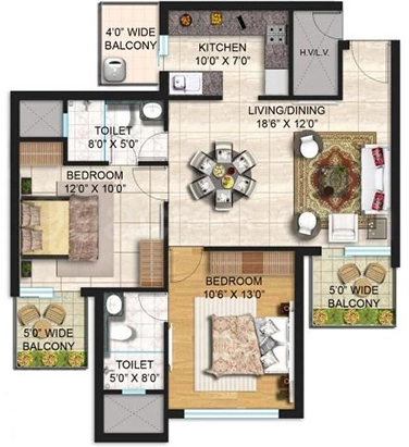 2 BHK Flat in JLPL Galaxy Heights in Mohali, Chandigarh - Image 911426
