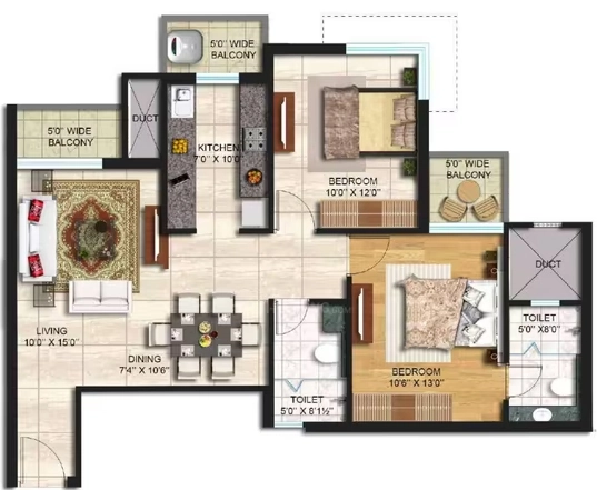 2 BHK Flat in JLPL Galaxy Heights 2 in Mohali, Chandigarh - Image 911428