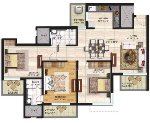 3 BHK Flat in JLPL Galaxy Heights 2 in Mohali, Chandigarh - Image 911429