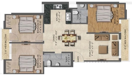 3 BHK Flat in Jubilee Parklane in Mohali, Chandigarh - Image 911445