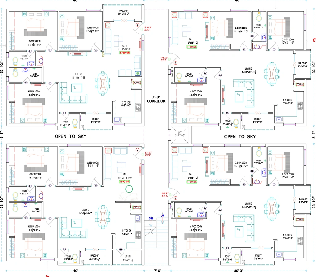 Floor Plan of JVR Sunray in Manikonda, Hyderabad - Image 388389