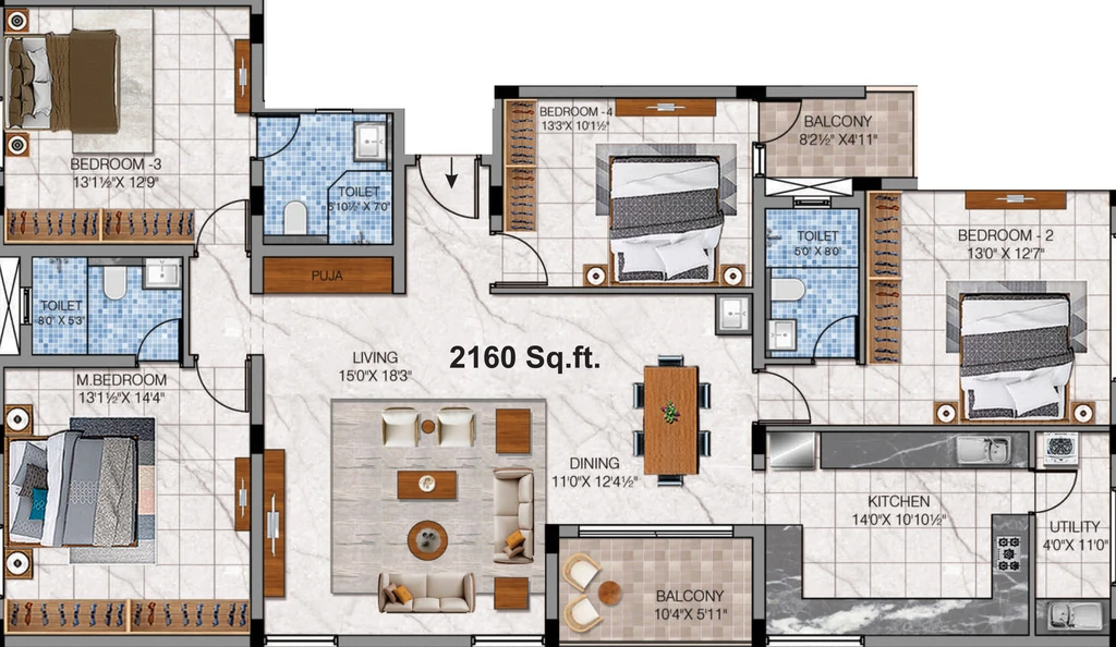 4 BHK Flat in OEG Tripatra Aurum in Mylapore, Chennai - Image 911455
