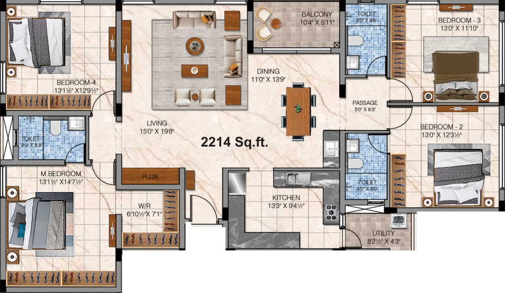 4 BHK Flat in OEG Tripatra Aurum in Mylapore, Chennai - Image 911456