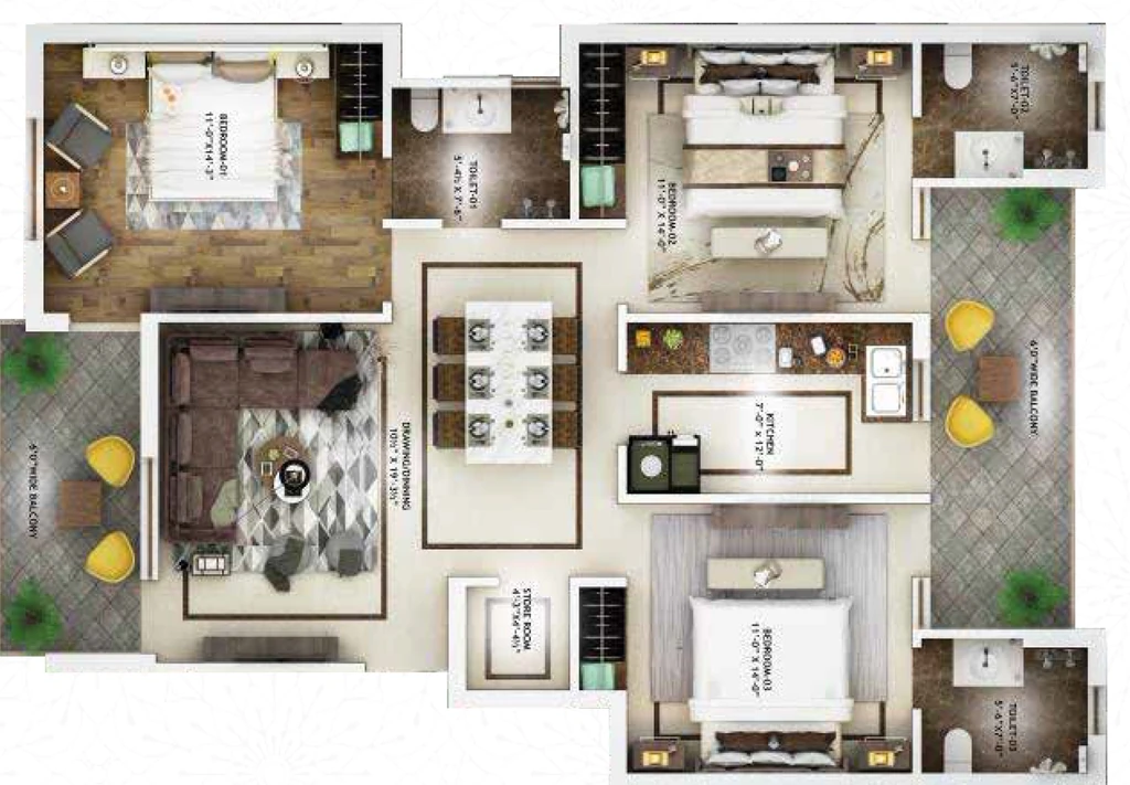 3 BHK Flat in Nirwana Heights in Mohali, Chandigarh - Image 911461