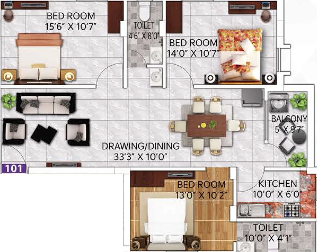 3 BHK Flat in Krishti JB Meadowex in Khandagiri, Bhubaneswar - Image 911639
