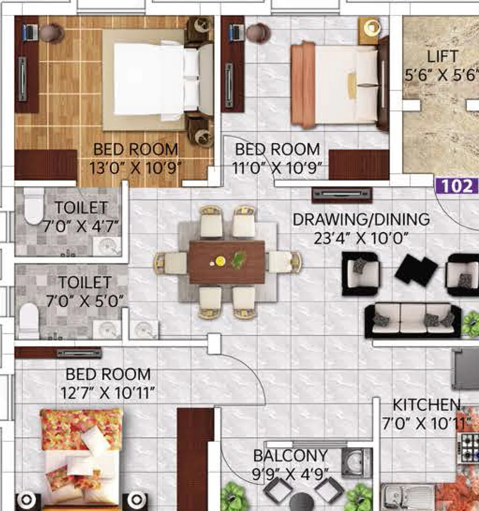3 BHK Flat in Krishti JB Meadowex in Khandagiri, Bhubaneswar - Image 911637