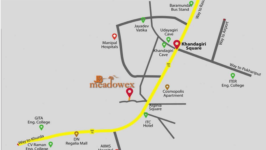 Location of Krishti JB Meadowex in Khandagiri, Bhubaneswar - Image 388309