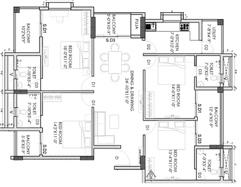 4 BHK Flat in Bhoomi Royal Paradise in Dumduma, Bhubaneswar - Image 911628
