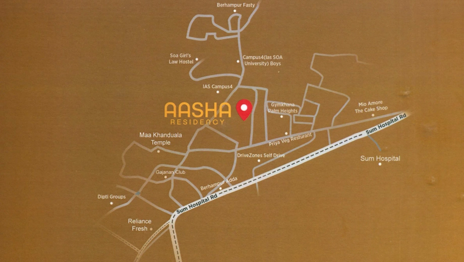 Location of Aasha Residency in Khandagiri, Bhubaneswar - Image 388697