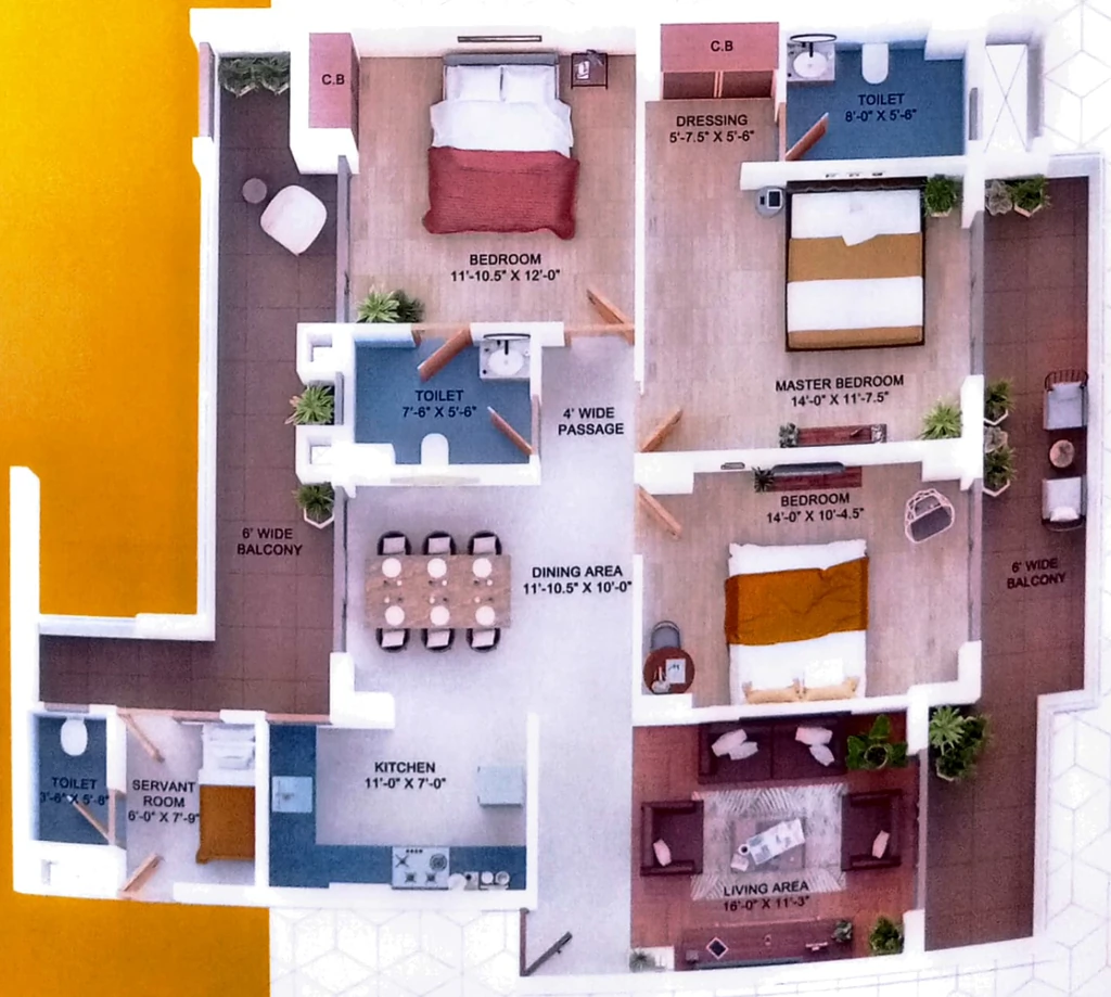 3 BHK Flat in Bee Gee Palm Village in Mohali, Chandigarh - Image 911515