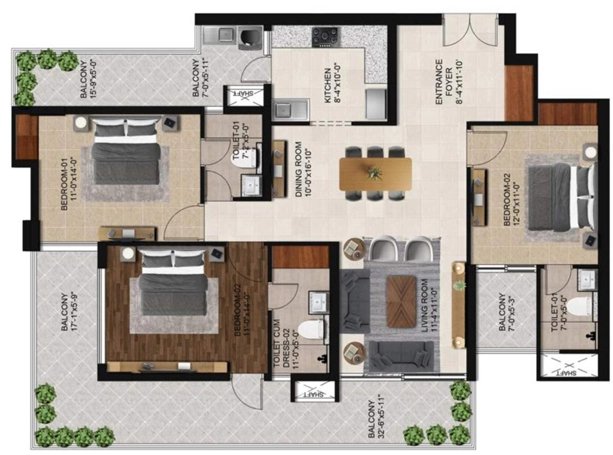 3 BHK Flat in Prisma Magnus 1 in Mohali, Chandigarh - Image 911520
