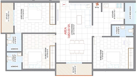 3 BHK Flat in Saanvi Avigna in Manchirevula, Hyderabad - Image 911697