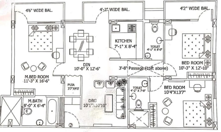 3 BHK Flat in Samasti 1001 Greens in Ghatikia, Bhubaneswar - Image 911921