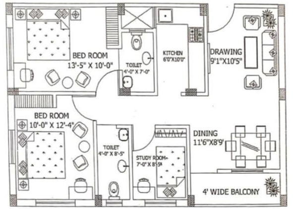 2.5 BHK Flat in Samasti 1001 Greens in Ghatikia, Bhubaneswar - Image 911920