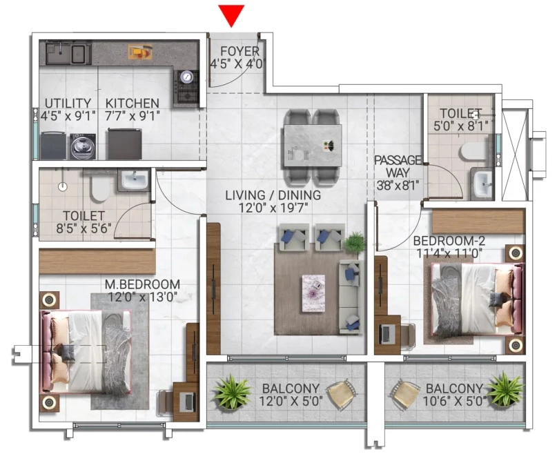 2 BHK Flat in Sattva City in Airport Road, Bangalore - Image 911526