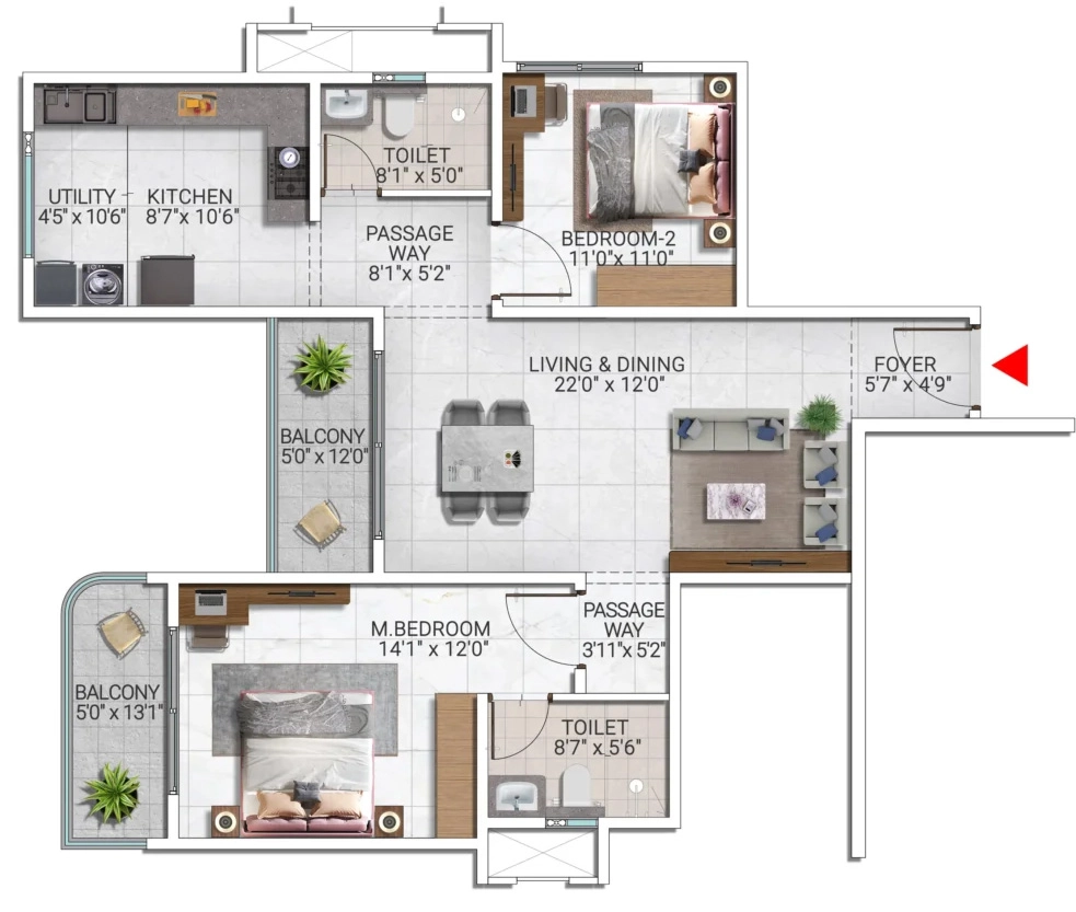 2 BHK Flat in Sattva City in Airport Road, Bangalore - Image 911527