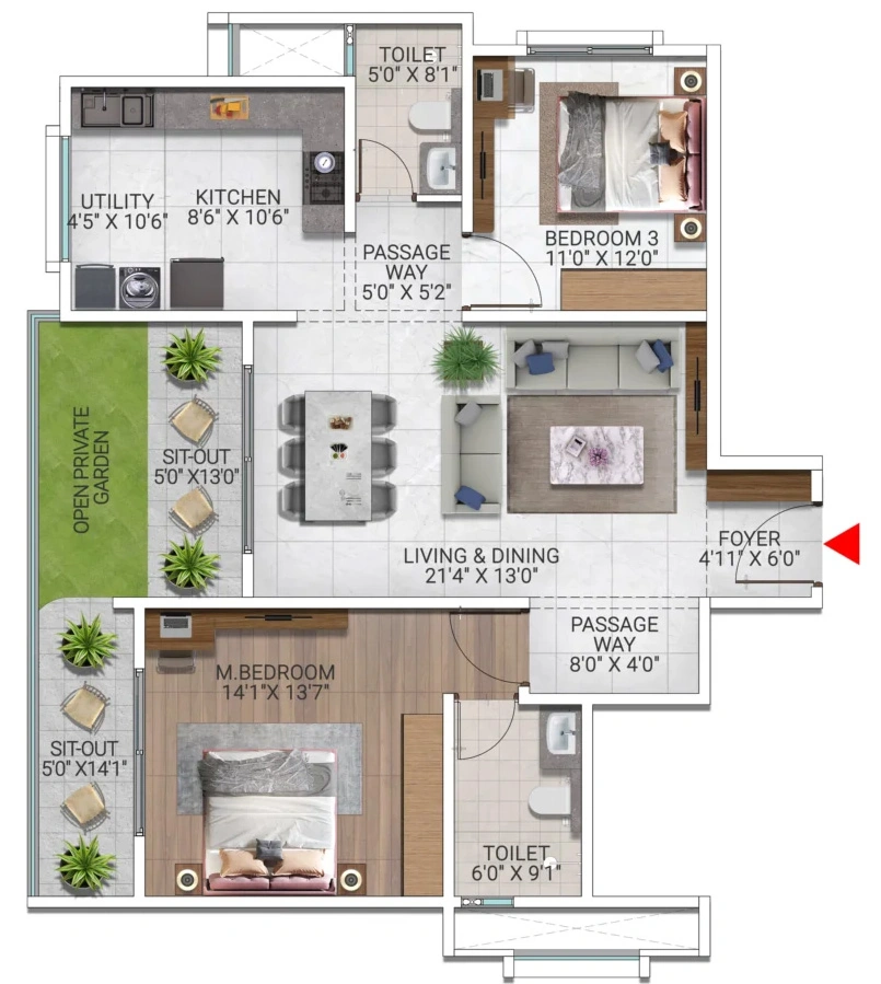 2 BHK Flat in Sattva City in Airport Road, Bangalore - Image 911528