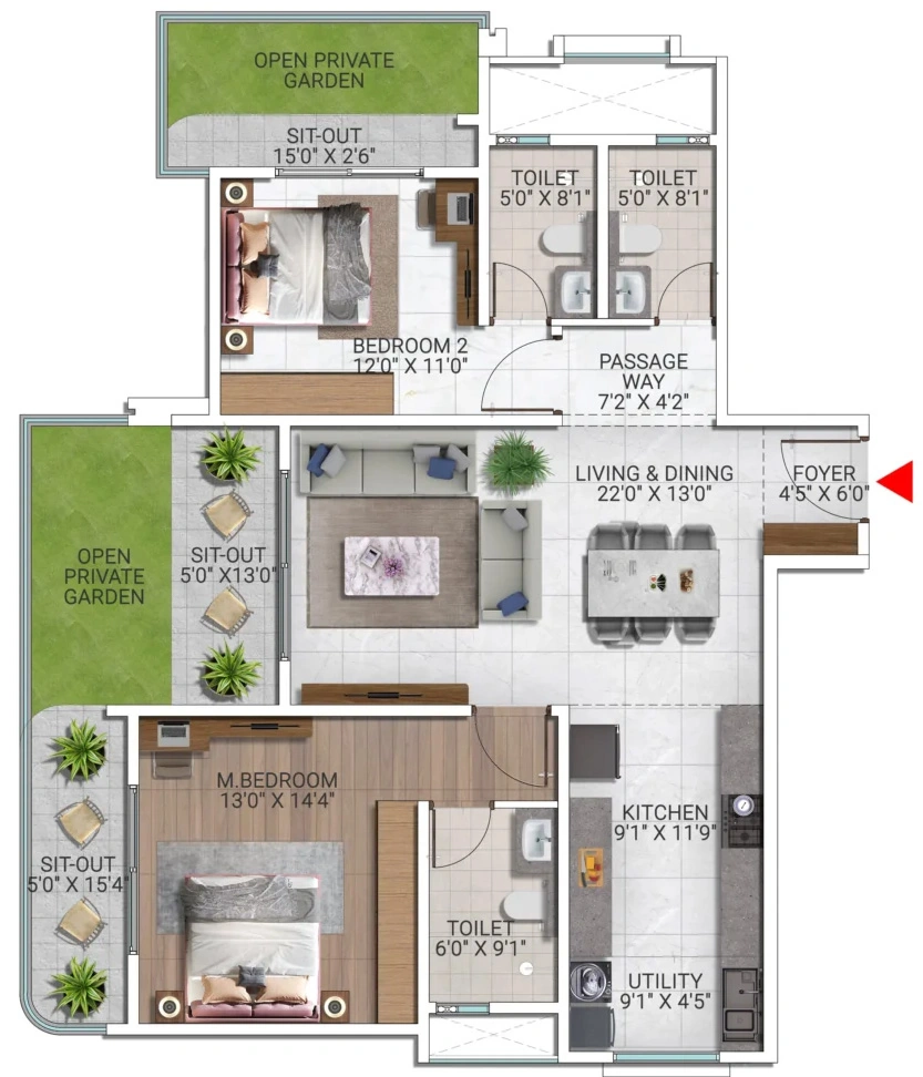2 BHK Flat in Sattva City in Airport Road, Bangalore - Image 911529