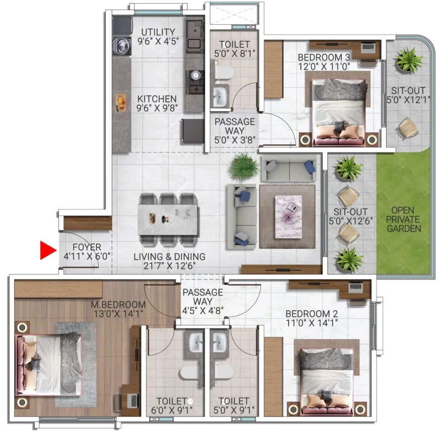 3 BHK Flat in Sattva City in Airport Road, Bangalore - Image 911530