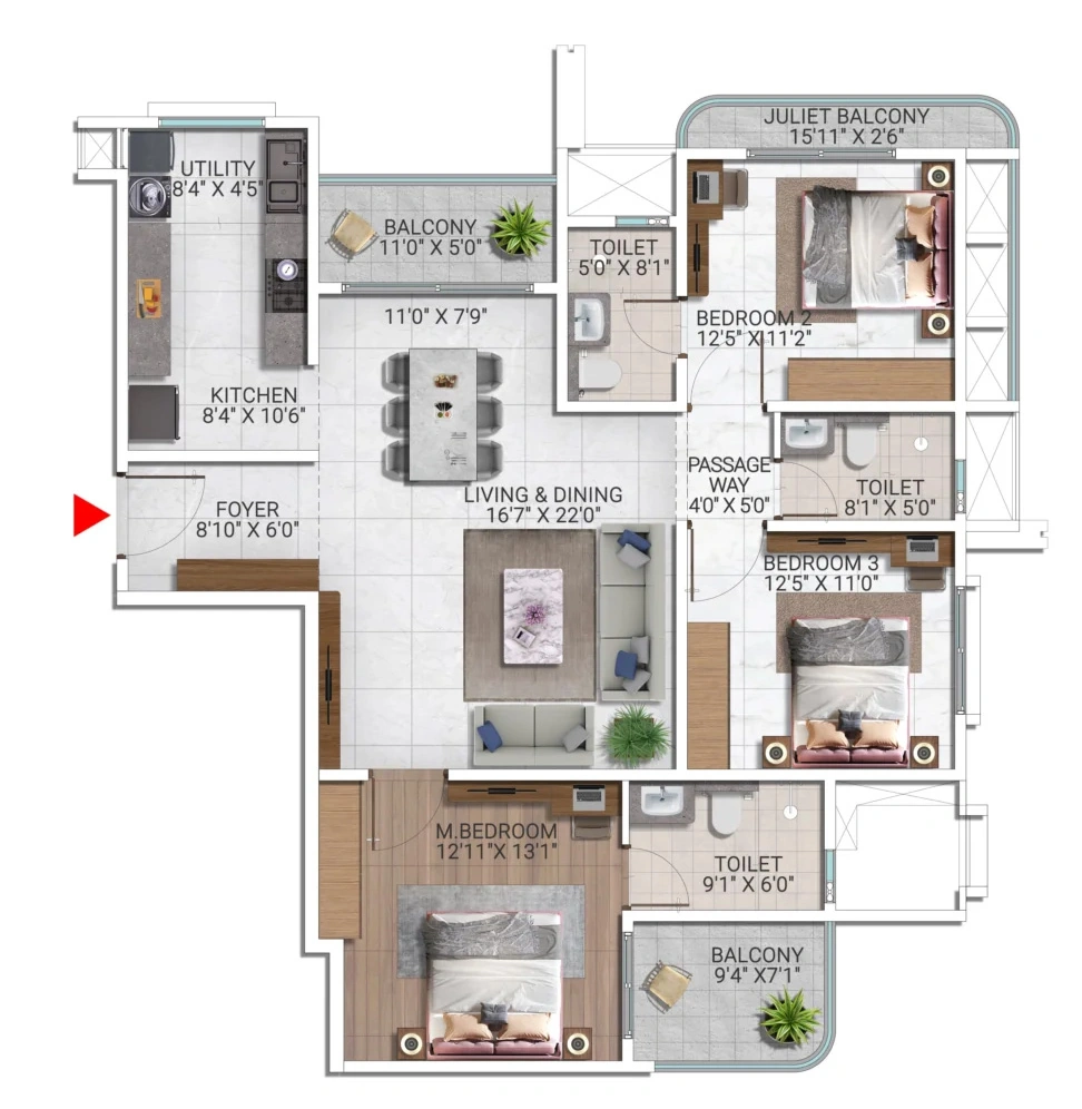3 BHK Flat in Sattva City in Airport Road, Bangalore - Image 911531