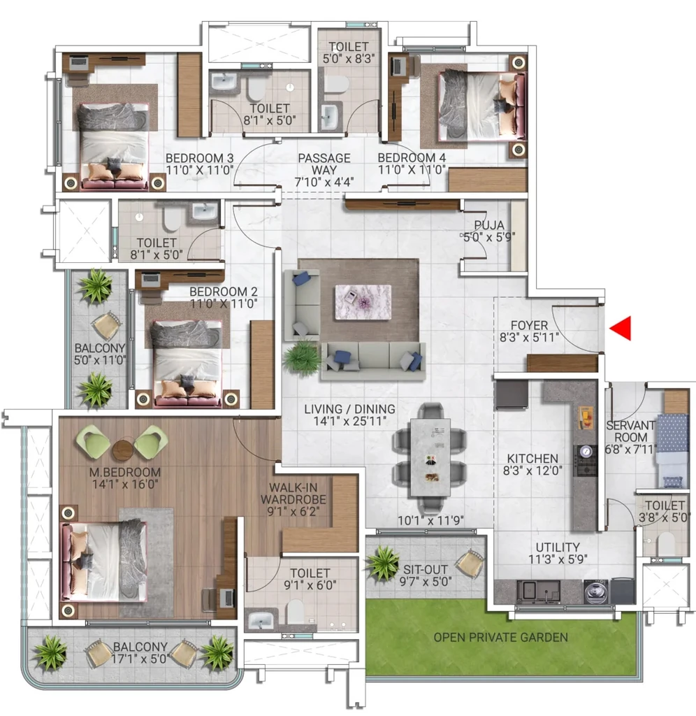 4 BHK Flat in Sattva City in Airport Road, Bangalore - Image 911536