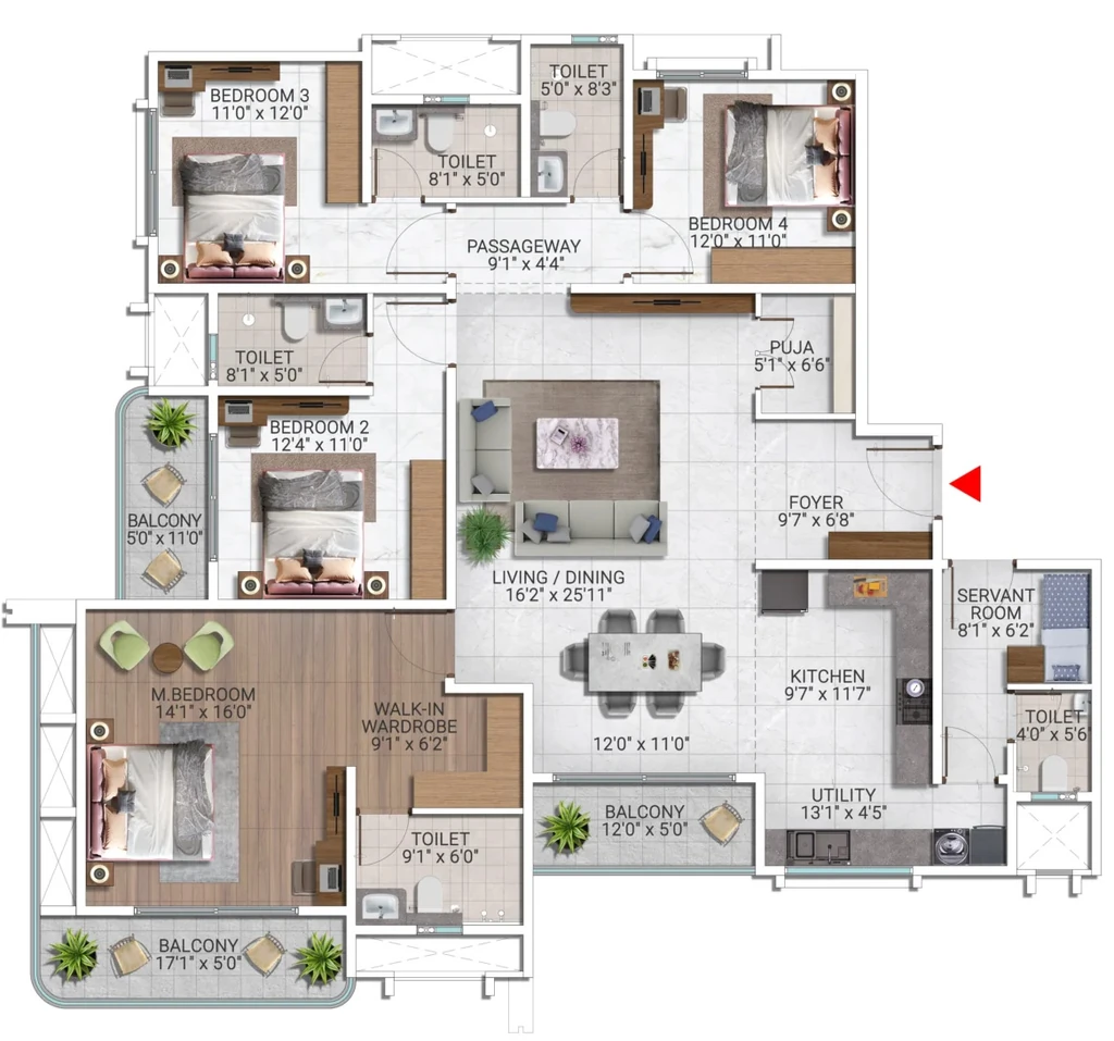 4 BHK Flat in Sattva City in Airport Road, Bangalore - Image 911537