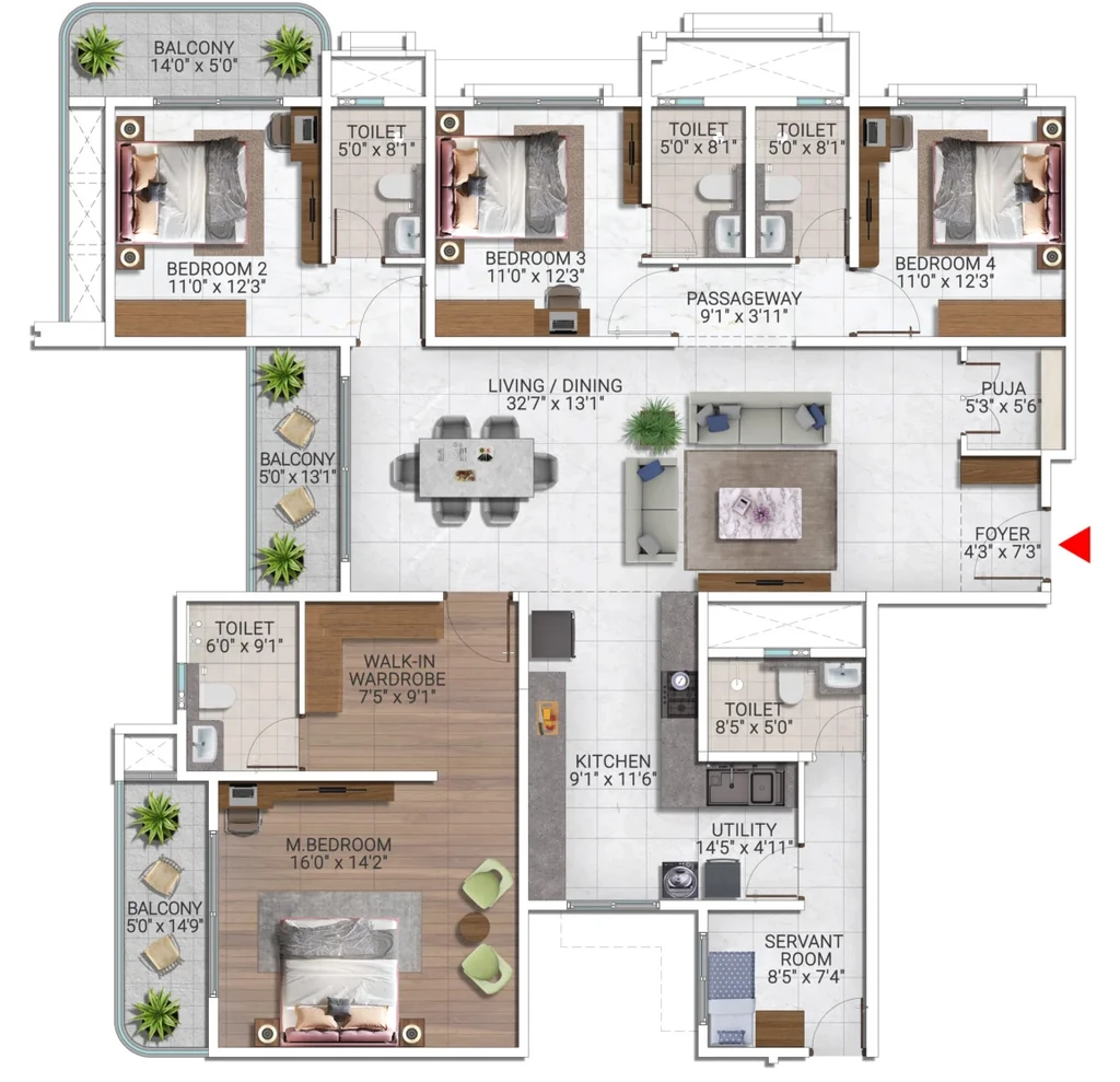 4 BHK Flat in Sattva City in Airport Road, Bangalore - Image 911538