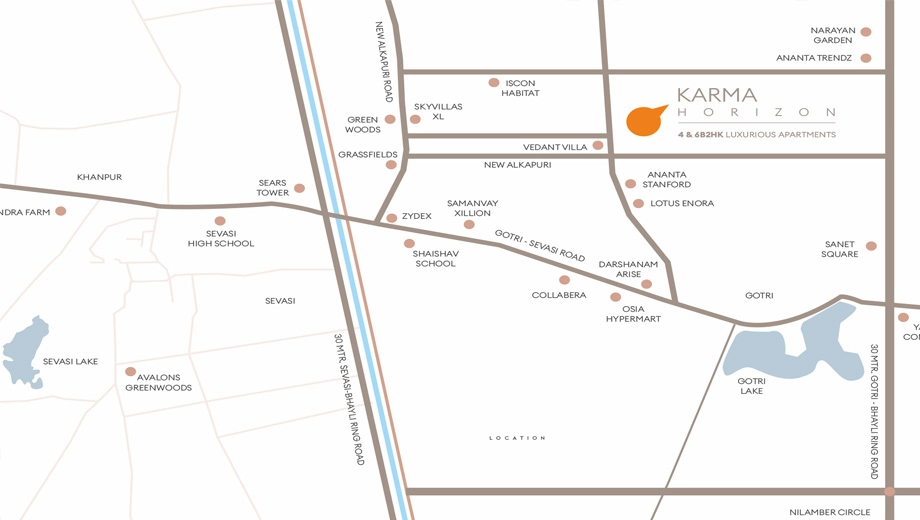Location of Karma Horizon in New Alkapuri, Vadodara - Image 388339