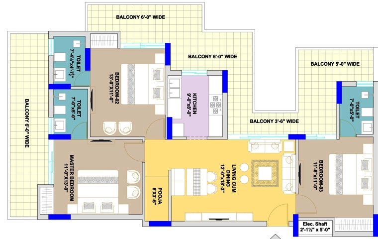 3 BHK Flat in GDPL Regal Heights in Mohali, Chandigarh - Image 911540