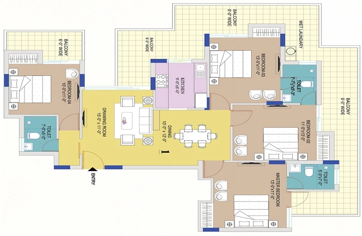 4 BHK Flat in GDPL Regal Heights in Mohali, Chandigarh - Image 911541