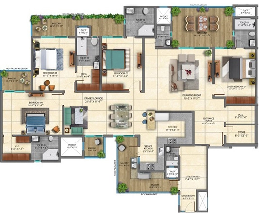 4 BHK Flat in SRG Marbella Grand in Mohali, Chandigarh - Image 911593