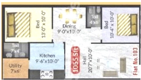 2 BHK Flat in JS Sree Srinivasam in Suraram, Hyderabad - Image 911732