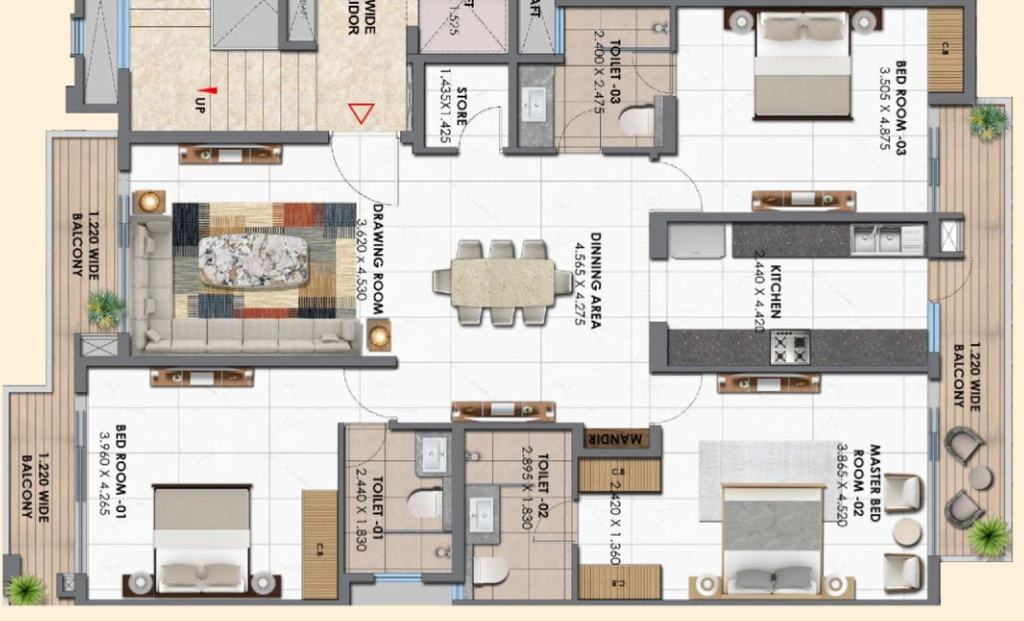 3 BHK Flat in One The Clermont in Mohali, Chandigarh - Image 911627