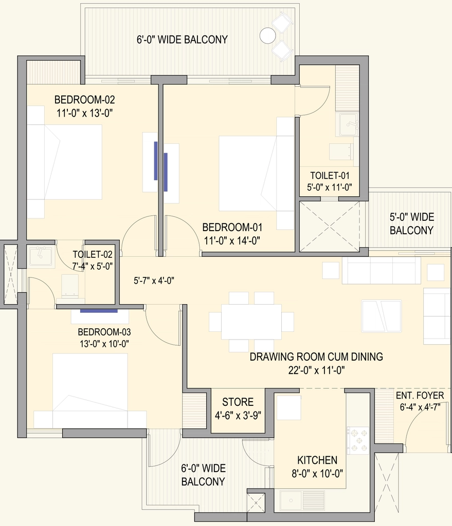 3 BHK Flat in Turnstone The Medallion in Mohali, Chandigarh - Image 911651