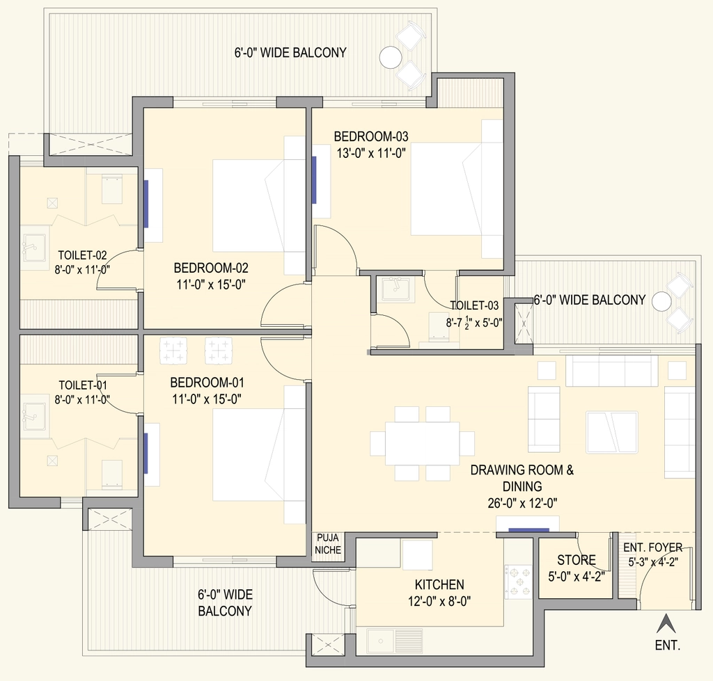 3 BHK Flat in Turnstone The Medallion in Mohali, Chandigarh - Image 911652