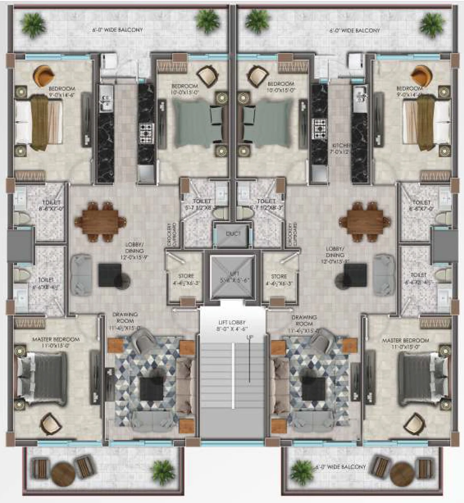 Floor Plan of AN Sivanta Residency in Mohali, Chandigarh - Image 388486