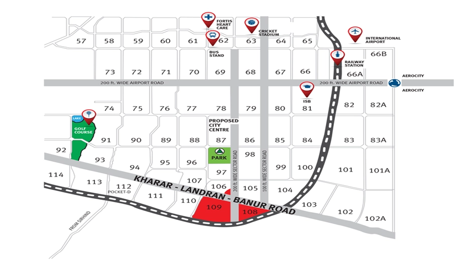 Location of Emaar MGF The Villas in Mohali, Chandigarh - Image 388493