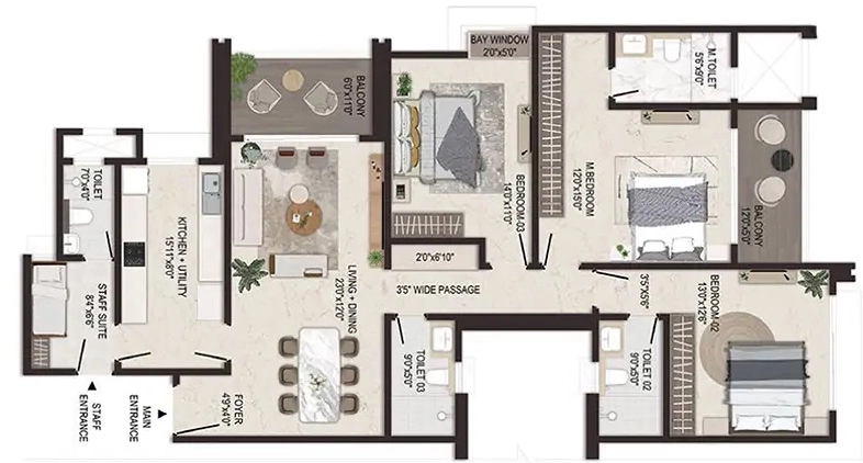 3 BHK Flat in Embassy Sky Terraces in Hebbal, Bangalore - Image 919198