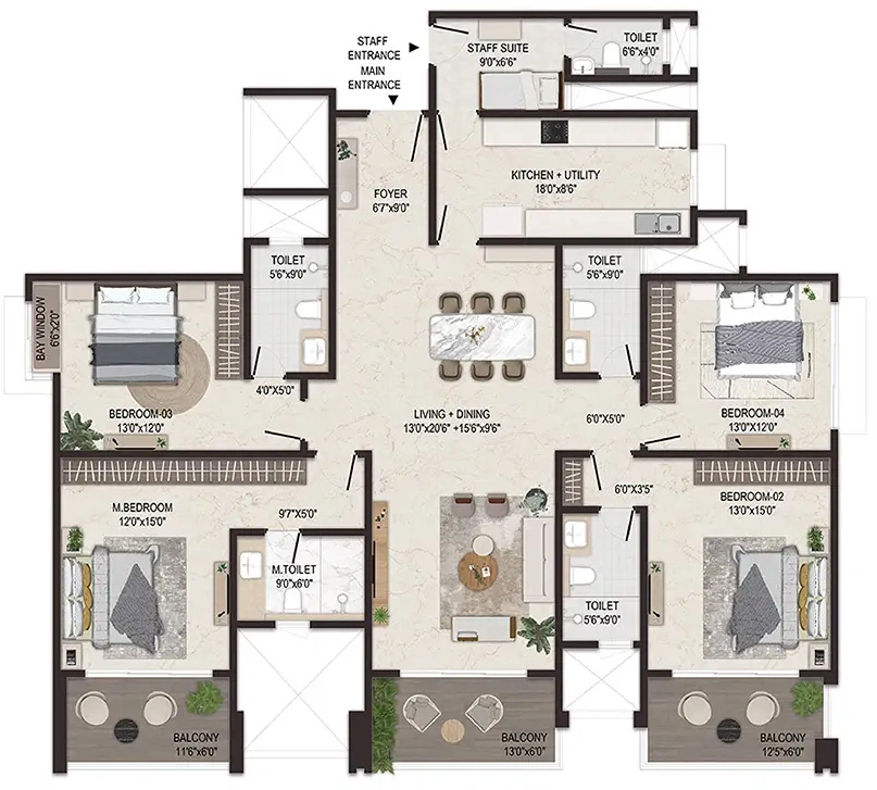 4 BHK Flat in Embassy Sky Terraces in Hebbal, Bangalore - Image 919200