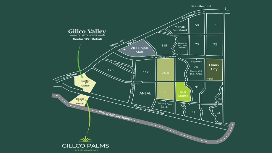 Location of Gillco Palms in Mohali, Chandigarh - Image 388513