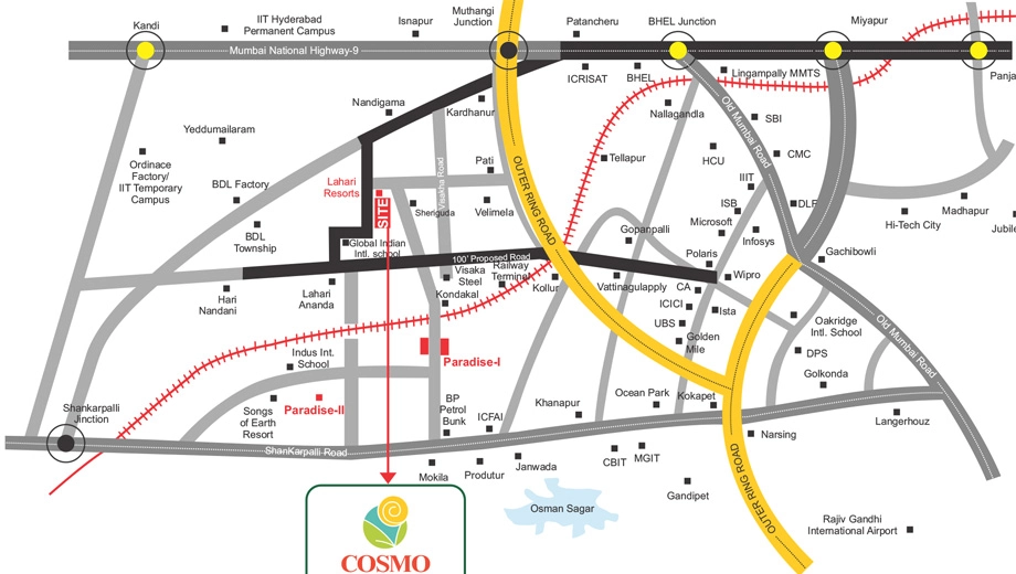 Location of Sandstone Cosmo City in Bhanur, Hyderabad - Image 388652