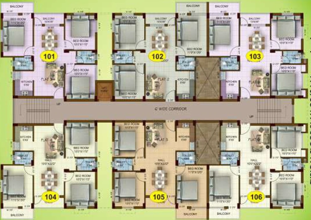 Floor Plan of Shree Jagannath Warrior Residency in Madanpur, Bhubaneswar - Image 389003