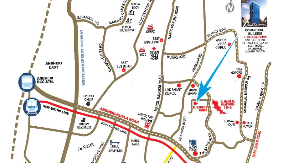 Location of K Raheja Prime in Andheri East, Mumbai - Image 388921