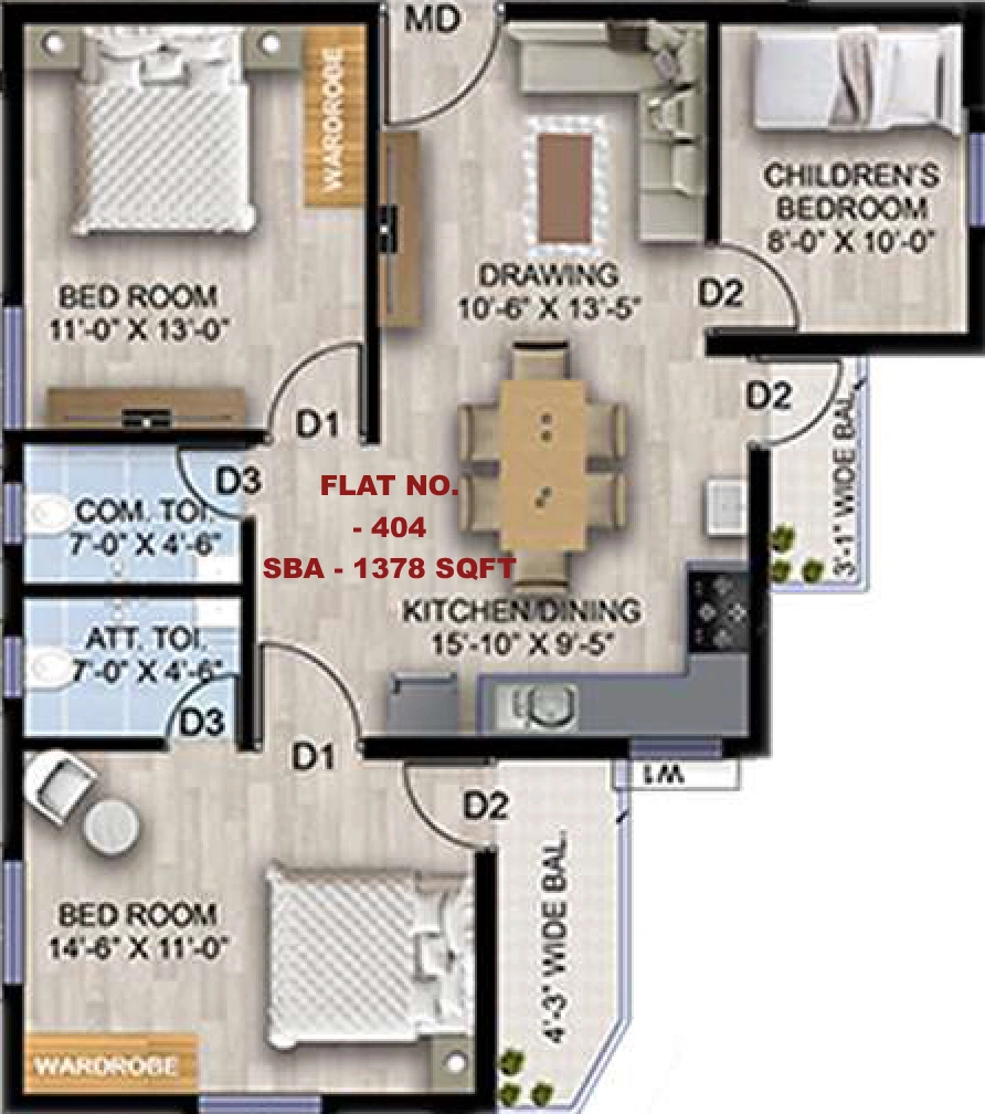 3 BHK Flat in My Hill Nest in Madanpur, Bhubaneswar - Image 912061