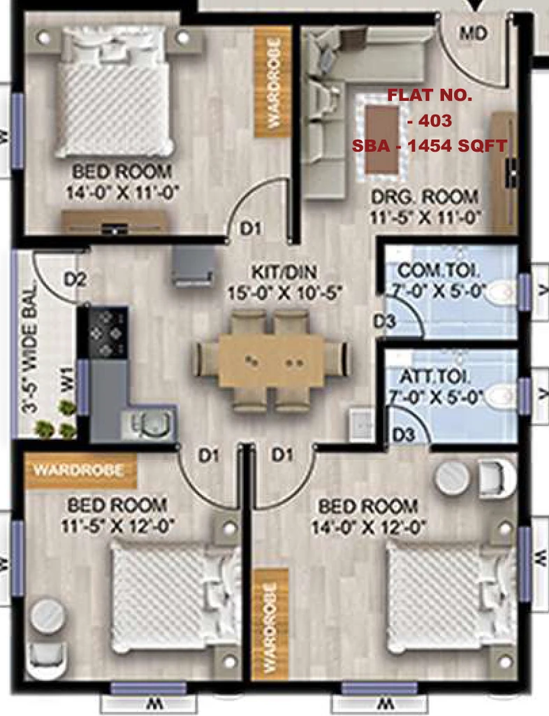 3 BHK Flat in My Hill Nest in Madanpur, Bhubaneswar - Image 912062